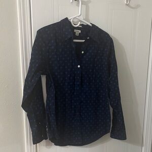 L.L. Bean Men's Navy Patterned Button Down Shirt
